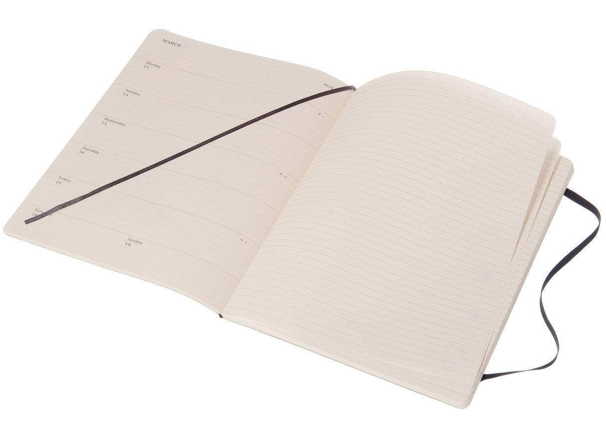 Agenda - 12 Mesi - Settimanale Con Spazio Per Note Moleskine - Extra Large (19X25 cm) - Nera