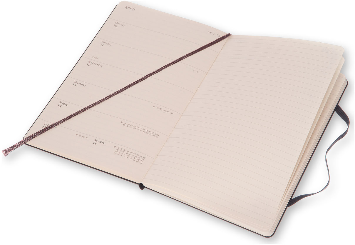 Agenda - 12 Mesi - Settimanale Con Spazio Per Note Moleskine - Large (13X21 cm) - Nera
