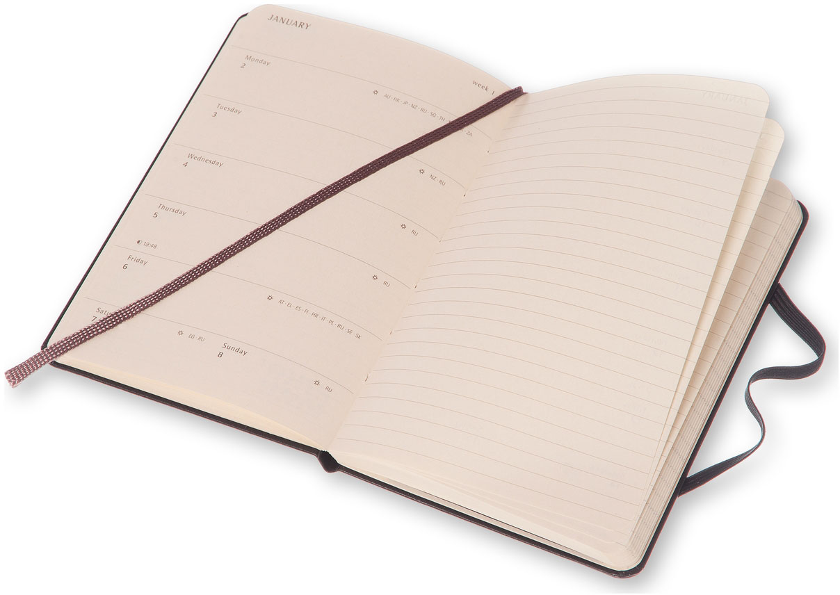 Agenda - 12 Mesi - Settimanale Con Spazio Per Note Moleskine - Pocket (9x14 cm) - Nera