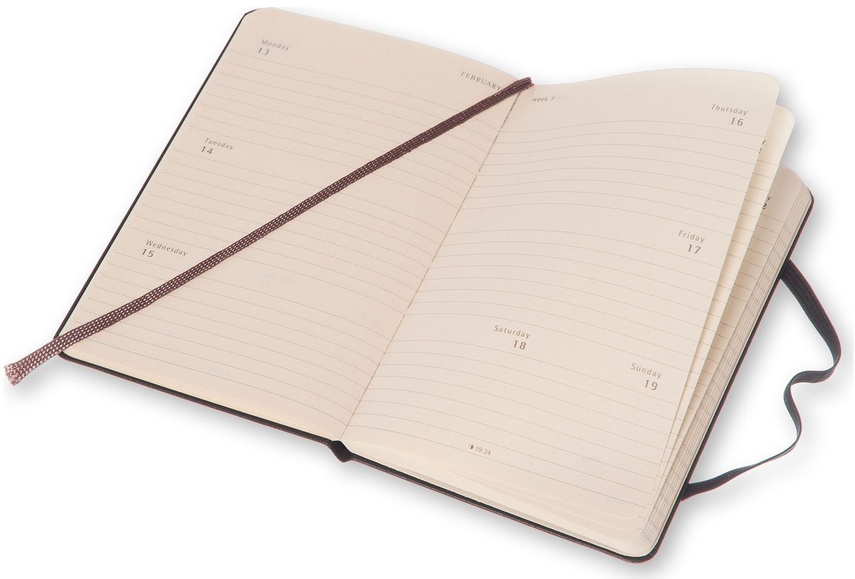 Agenda - 12 Mesi - Settimanale Orizzontale Con Spazio Per Note Moleskine - Pocket (9x14 cm) - Nera